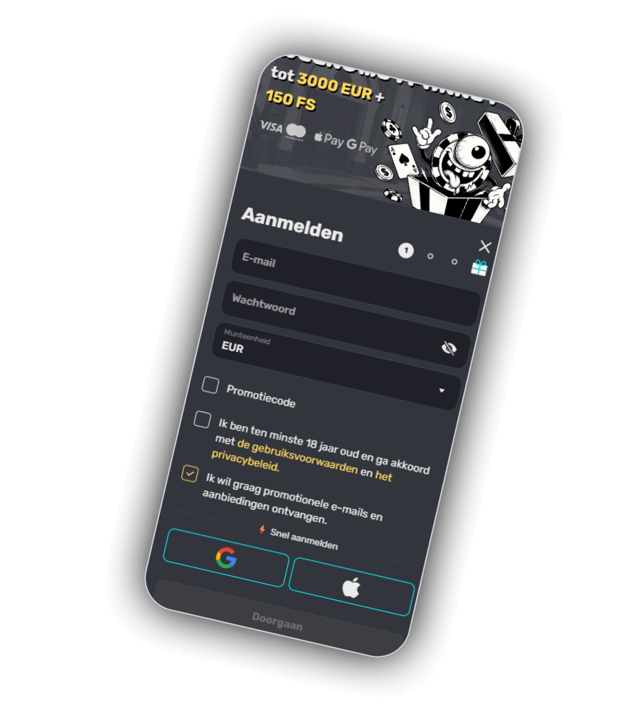 Registratie bij het casino InkyBet Casino NL